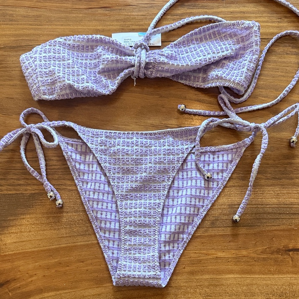 Lisa Marie Fernandez Lavender Metallic Bikini Set. Size M/3. NWT